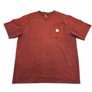 Carhartt Shirt Size L Mens Burgundy Original Fit Painter Logo T Shirt Pocket